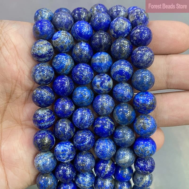 Pierre naturelle non teinte Lapis Lazuli perles rondes en vrac pour la fabrication de bijoux bracelet à bricoler soi-même boucles d'oreilles accessoires 15 ''4/6/8/10/12mm