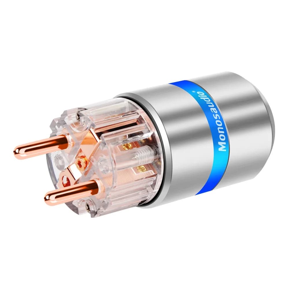Monosaudio – prise d'alimentation ue en cuivre pur, connecteur mâle européen, blindage en aluminium Schuko pour câble d'alimentation Audio HIFI E106G