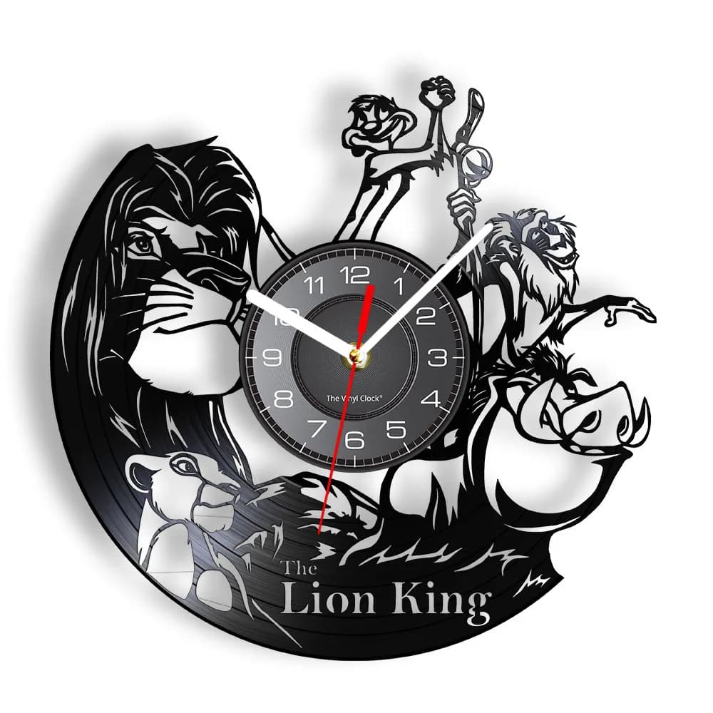 Horloge Murale Inspirée d'un Prince Animal, Record Vinyle, Jungle Safari, Montre-Bracelet Rétro, Horloge Balayée Silays euse pour Chambre d'Enfant