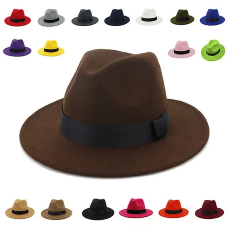 Chapeau Fedora en feutre de laine pour hommes et femmes, casquette Trilby ander, élastique, classique, noir, respirant, solide, élégant, jazz, bord large