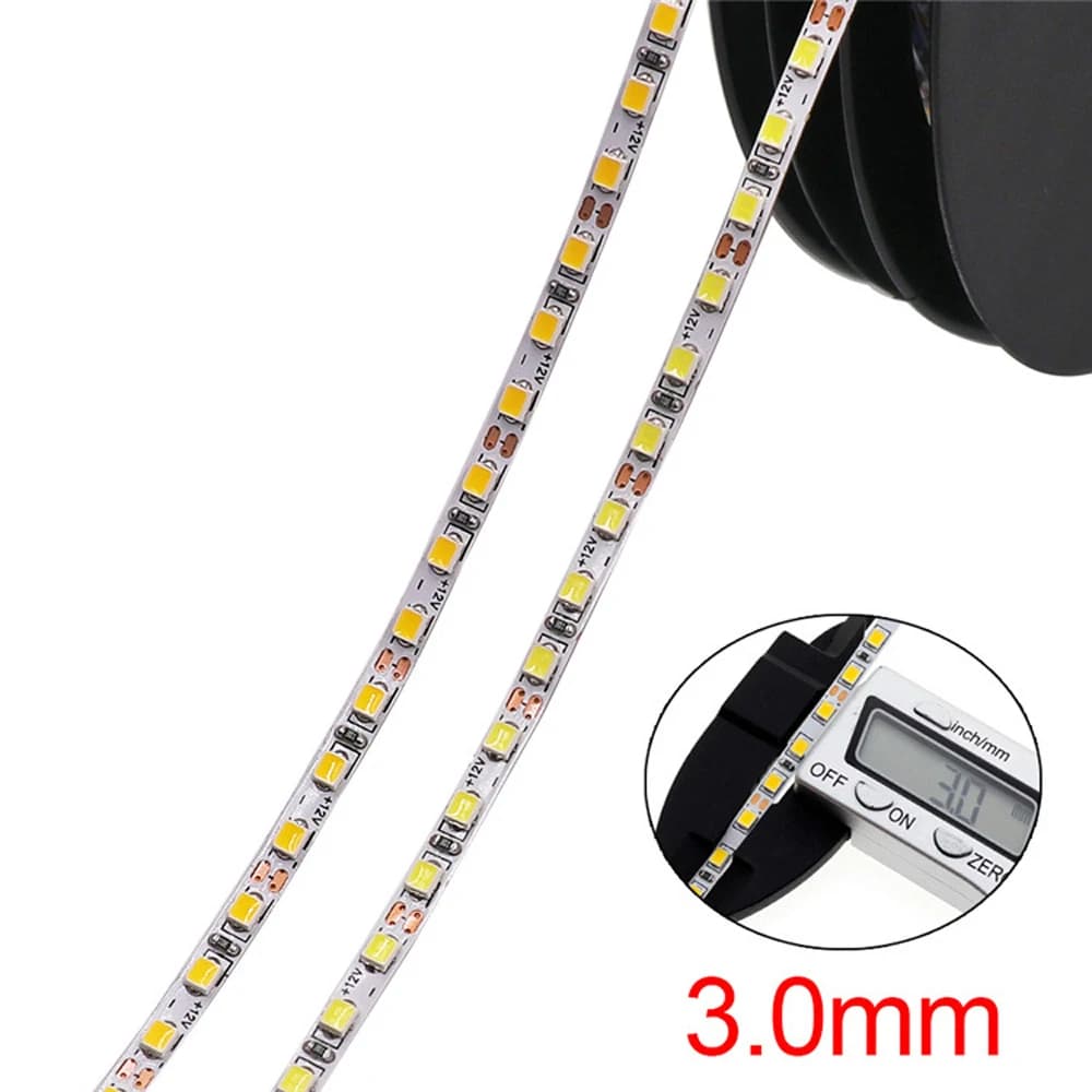 Bande LED 12V 24V 2835 3mm 4mm 5mm 6mm en forme de S 8mm 10mm 15mm largeur PCB, ruban LED blanc/blanc chaud éclairage flexible 5 m/rouleau