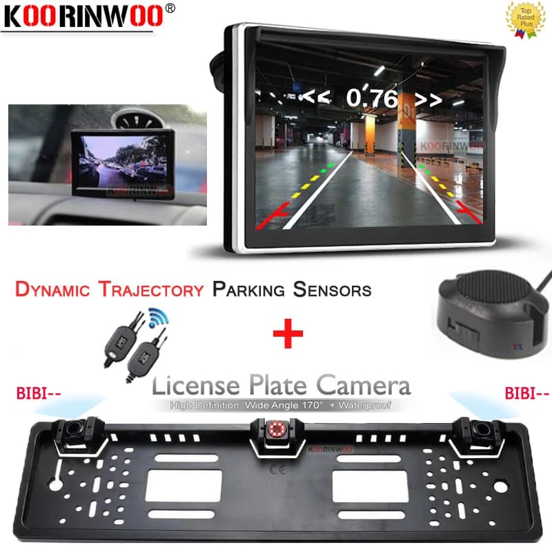 Koorinwoo-Cadre de plaque de planificateur de numéro UE, ParkStapWireless, capteurs de stationnement de voiture, s'agisse dynamique, caméra de recul, support de fenêtre