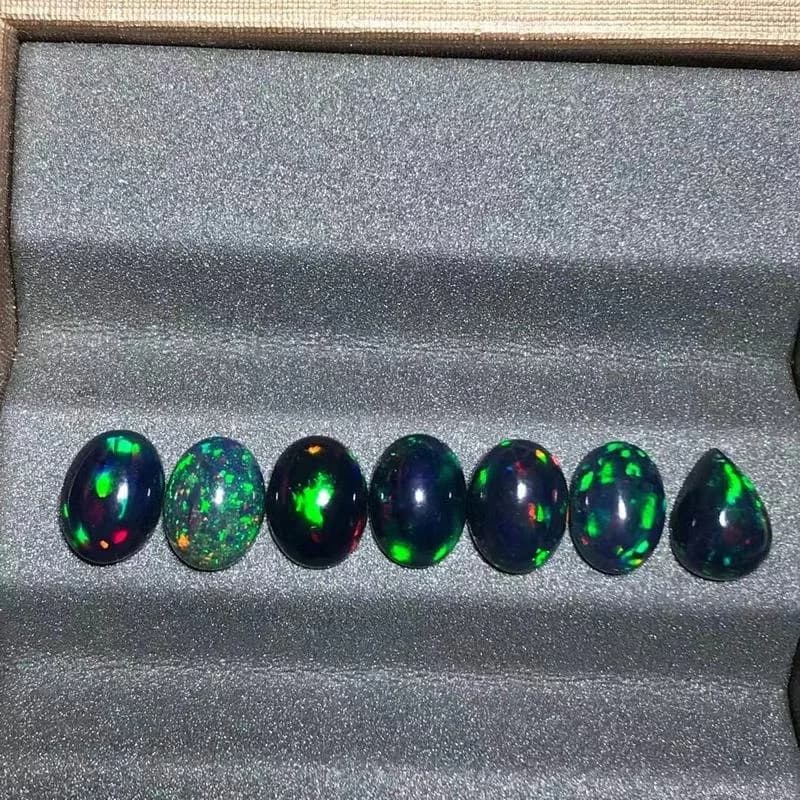 Pierres Précieuses Noires en Opale de Forme Ovale, Base Plate, Naturelles, 6x8mm, pour Bijoux de Direction, DIY, Fierté, Charbon