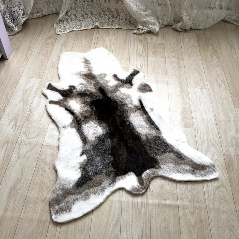 Tapis en similicuir cerf Sika, peau d'animal, tapis en cuir naturel, tapis polymères de sol, décoration d'intérieur, nouveau