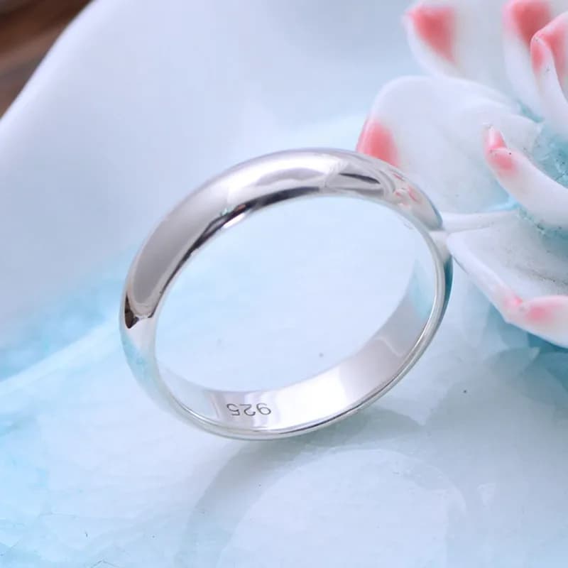 Buyee 925 en argent Sterling Couples bague classique Simple bague pour femmes hommes gravé nom et Date bijoux fins cercle