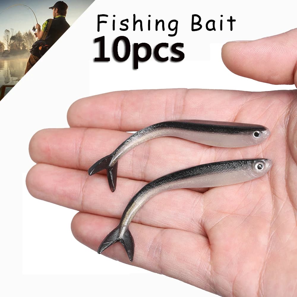 Leurre souple en silicone argenté, 10 pièces, appât Élidéal pour la pêche à l'alose, à la perche, au brochet ou à la truite