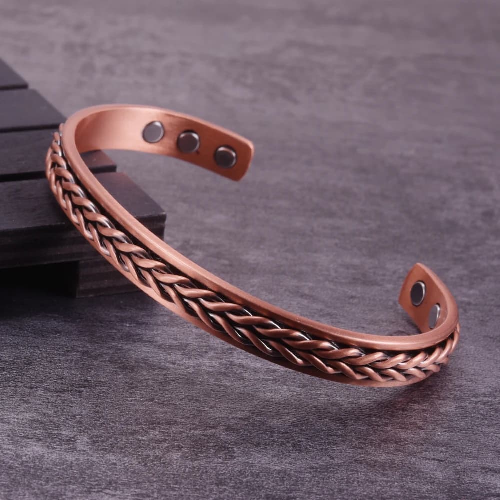 Bracelets torsadés en cuivre pur, tresses, énergie de santé, magnétiques, avantages pour hommes, manchette réglable, bijoux, soulagement de la douleur de l'arthrite