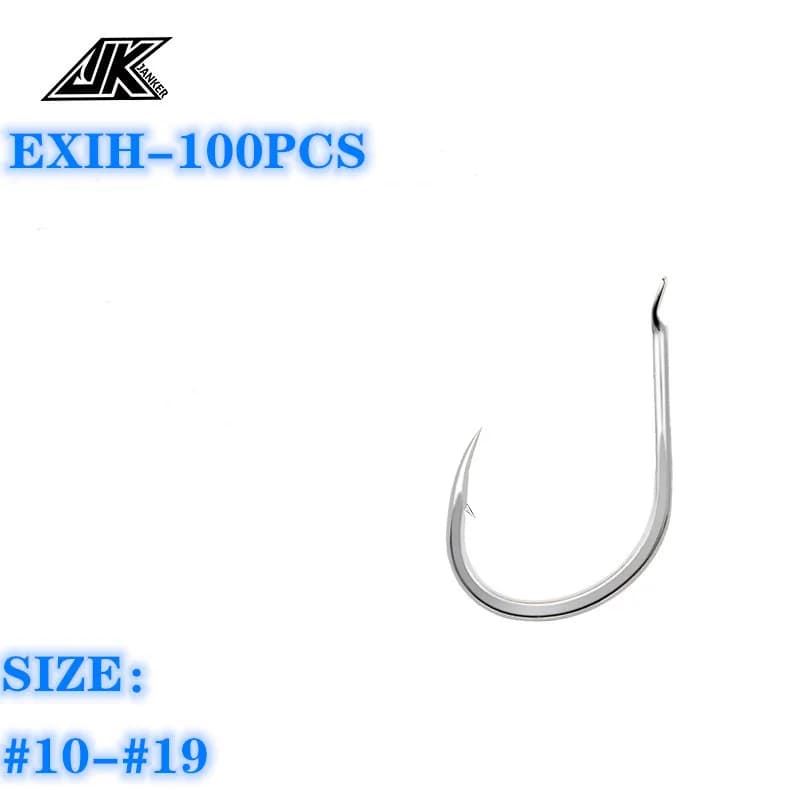 JK EXIH-100PCS hameçons de pêche légers argent plat Iseama hameçons en acier à haute teneur en carbone japon barbelé Chinu mer hameçon
