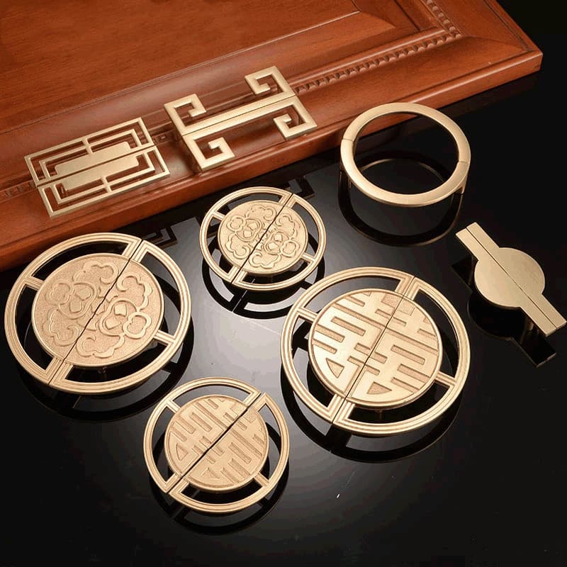 Poignée de porte de style chinois rétro, 2 pièces/paire, poignée de meuble de luxe moderne Simple pour tiroir