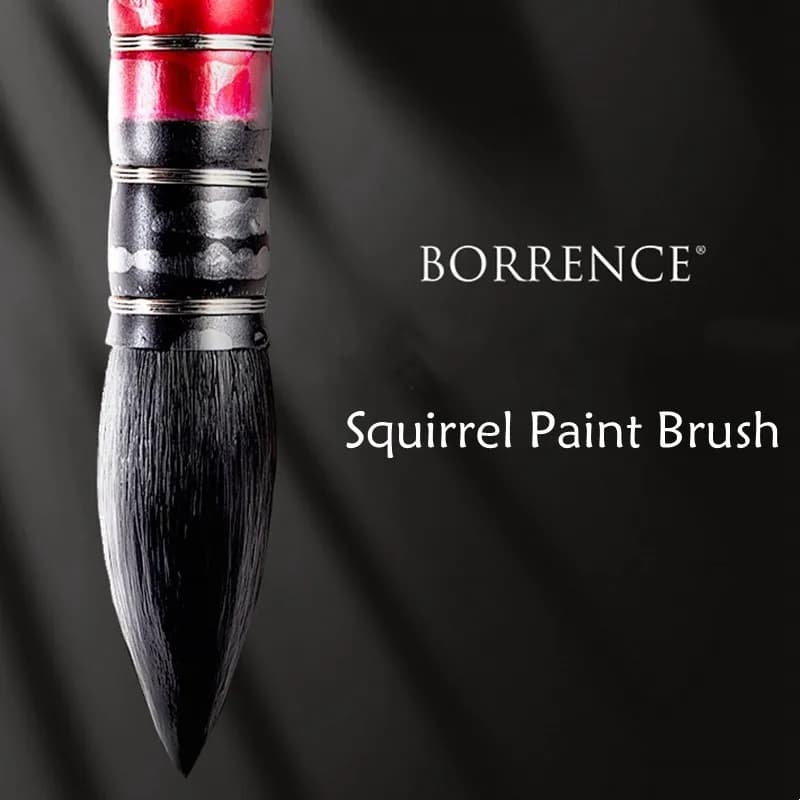 Borrence – pinceau de peinture à l'aquarelle en poils d'écureuil, vadrouille professionnelle pointue, ensemble de pinceaux de peinture pour peinture, fournitures d'art