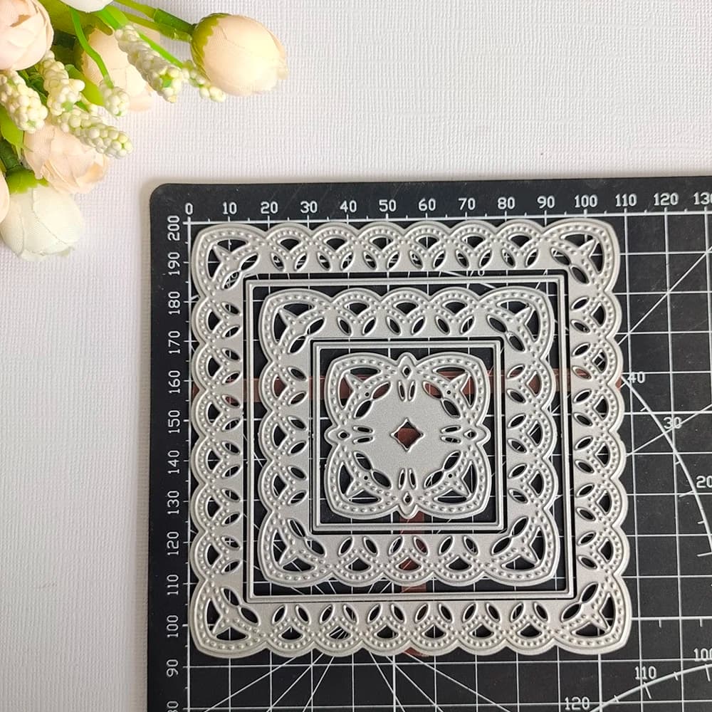 Matrices de découpe de bordure en métal à motif carré, pour bricolage, Scrapbooking/fabrication de cartes/Album décoratif, artisanat de découpe