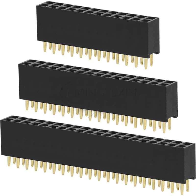 Connecteur de broche droite femelle à Double rangée, 5 pièces, connecteur de bande PCB à Angle droit 2.54mm 2x2/3/4/5/6/7/8/9/10/12/14/20/30/40 broches