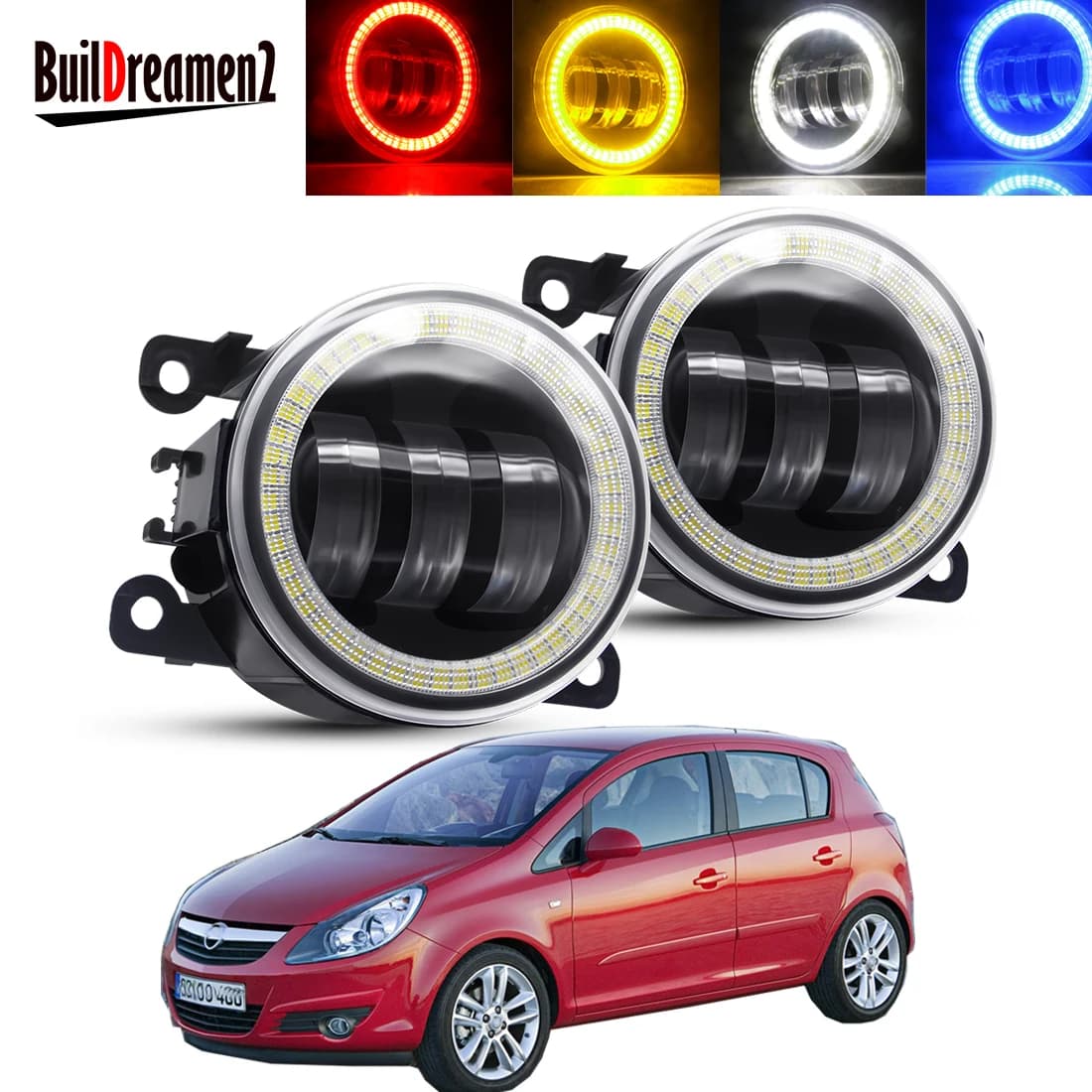 2 X ensemble de phares antibrouillard Angel Eye pour Opel Corsa D Hatchback 2007-2015 lentille LED de voiture antibrouillard feux de jour DRL 30W H11 12V