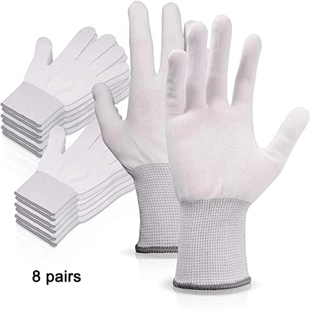 FOSHIO 4/8/20 paires de gants de travail antistatiques, applicateur d'emballage de Film vinyle, outil de teinte de fenêtre, protection des mains en Nylon, accessoires de voiture