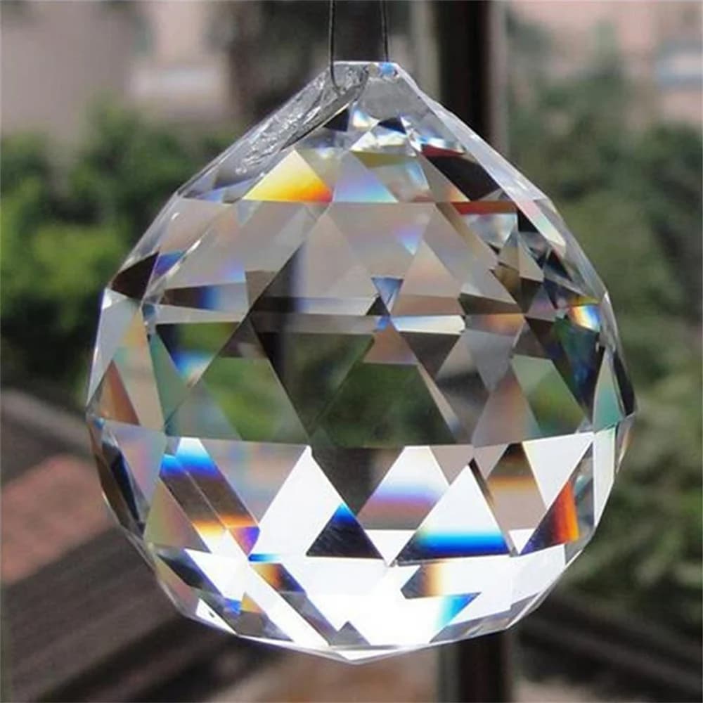 Boule d'éclairage suspendue en cristal clair à facettes, prismes, bricolage, rideau suspendu, lustre, lampe de décoration