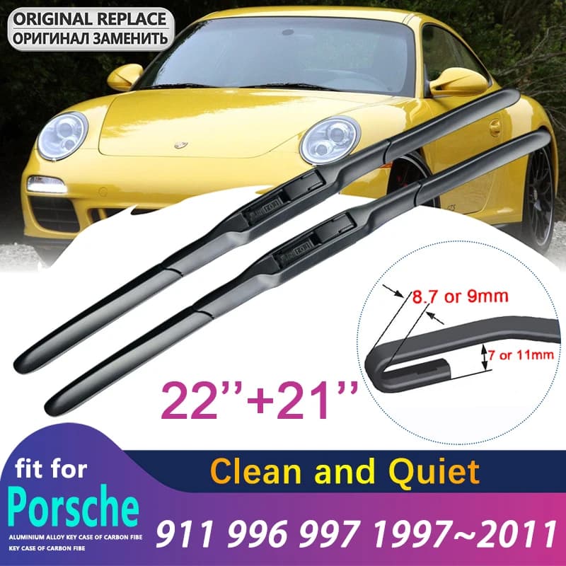 Essuie-glace avant pour Porsche 911 991 996 997 1997 ~ 2011 2004 2005 2006 2009, balai d'essuie-glace de voiture, accessoires de voiture, bras à crochet en U
