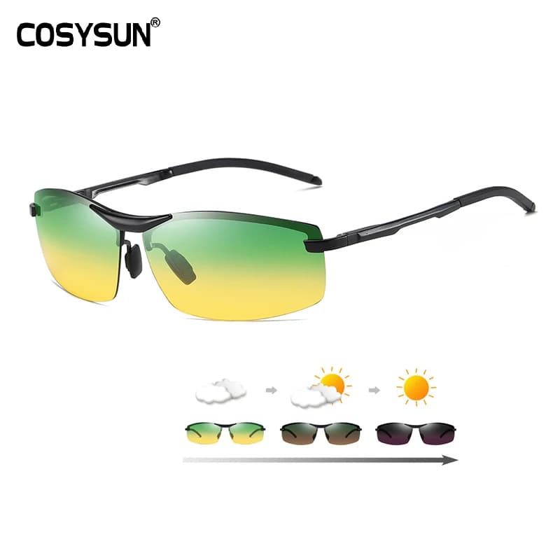 Lunettes de soleil photochromiques de luxe 2026 pour homme – Vision jour/nuit, polarisées, pour la conduite, protection solaire intelligente