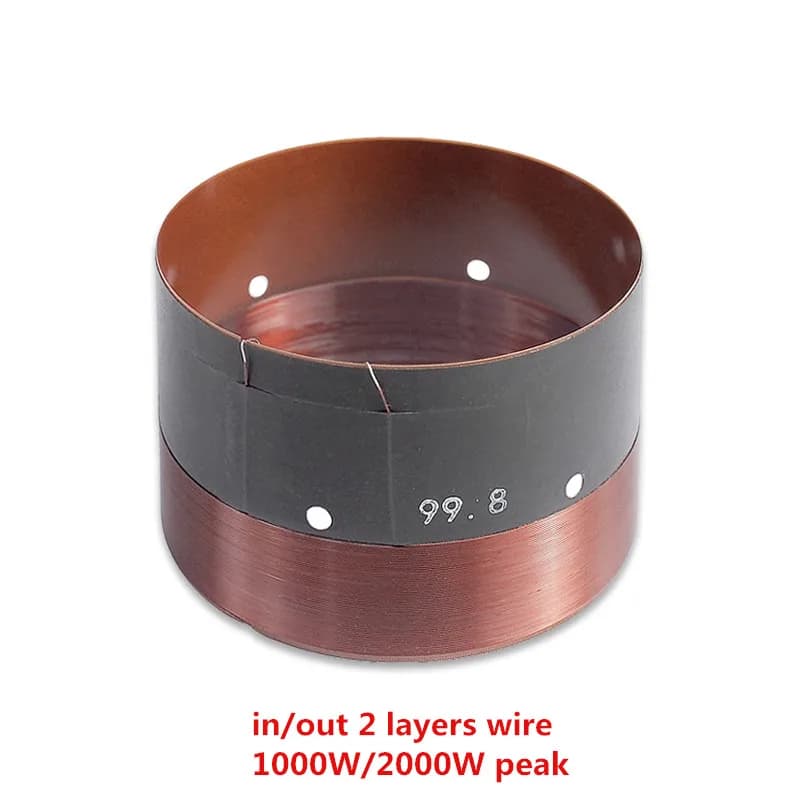 Bobine Vocale de Caisson de Basses, Haut-Parleur de 99.8mm, 1000W, Basse de 15 Pouces et 18 Pouces, Pièce de Réparation, 2 Couches de Fil Entrée et Sortie avec Fil de Cuivre, Freinage en Fibre de