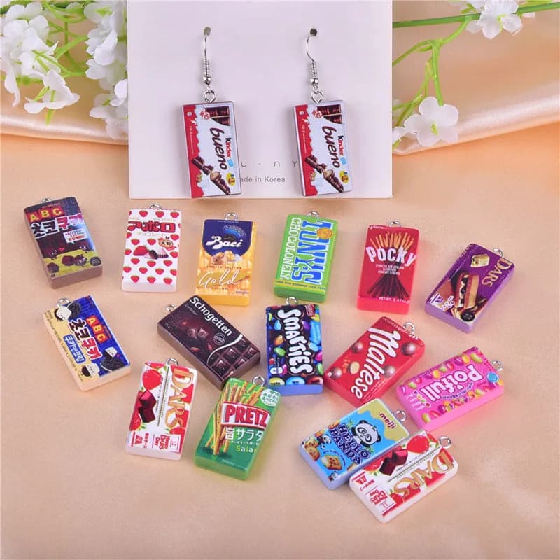 10 pièces/30 pièces/paquet de breloques en résine biscuits au chocolat boucle d'oreille Bracelet DIY fabrication de bijoux