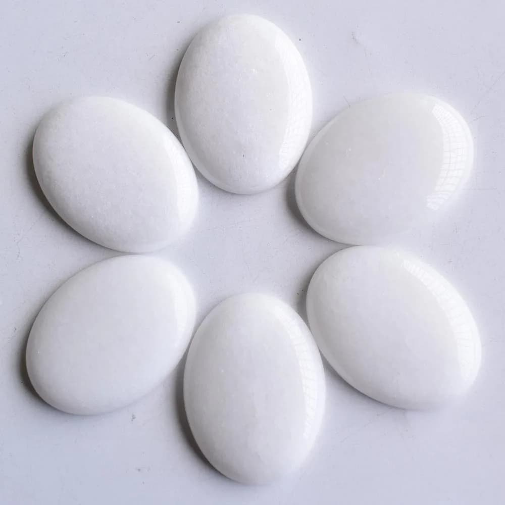 CABOCHON Ovale en Pierre Blanche Naturelle de Haute Qualité, Perles de Charme pour Bricolage, Fabrication de Bijoux, Livraison Gratuite, 6 Pièces/Lot, 30x40mm