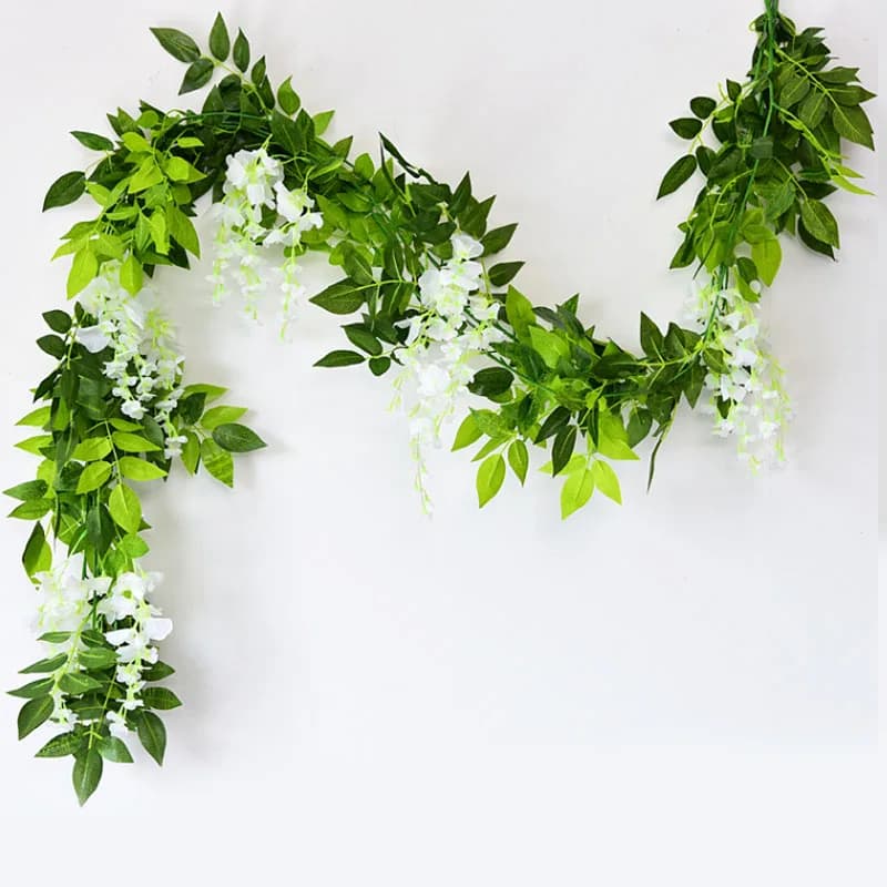 Guirlande de plantes artificielles de glycine, 180cm, fausses fleurs de lierre, pour décorer un arc de mariage ou une fête prénatale