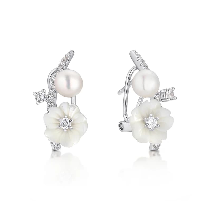 Laya-Boucles d'oreilles en argent regardé 925 pour femme, bijoux de style tendance, haute qualité, Zcomprend sur coquille naturelle, fleur, perle d'eau douce, été