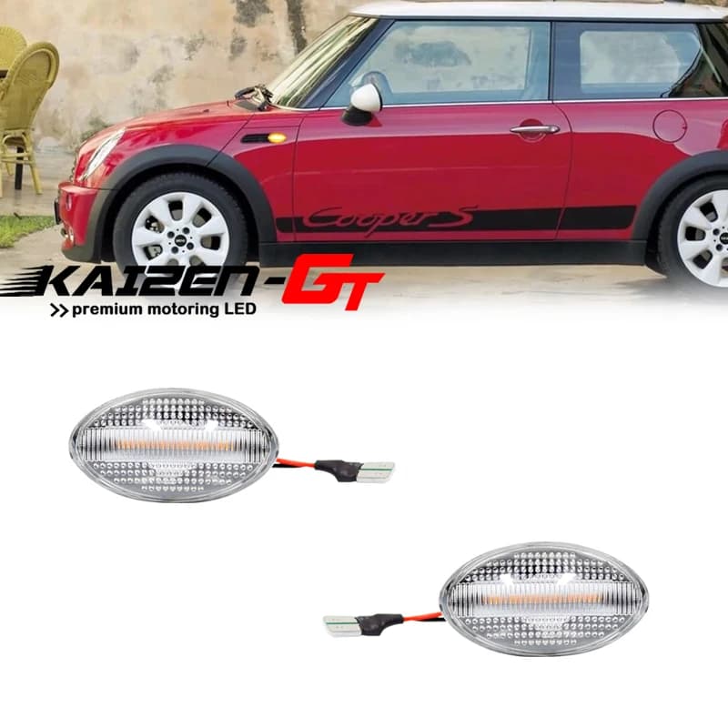 Feux de position latéraux avant de voiture à LED jaunes ambre, lentille claire/fumée, pour MINI R50/R53 2002-2006, R52 2004-2008