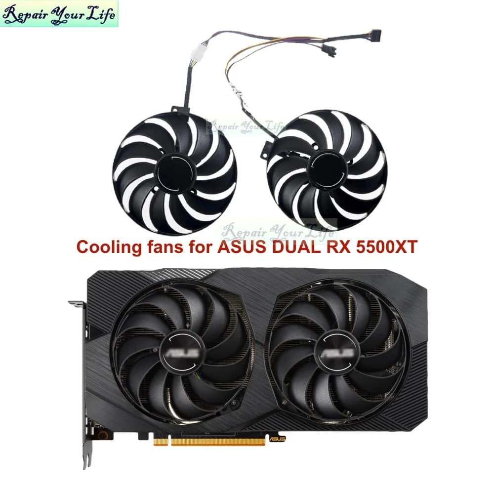 Ventilateur de carte graphique pour ASUS DUAL RX5500XT/RX5600 PC, 95MM, refroidisseur de GPU, T129215SU FDC10U12S9-C, dc 12v, 4 broches, nouveau