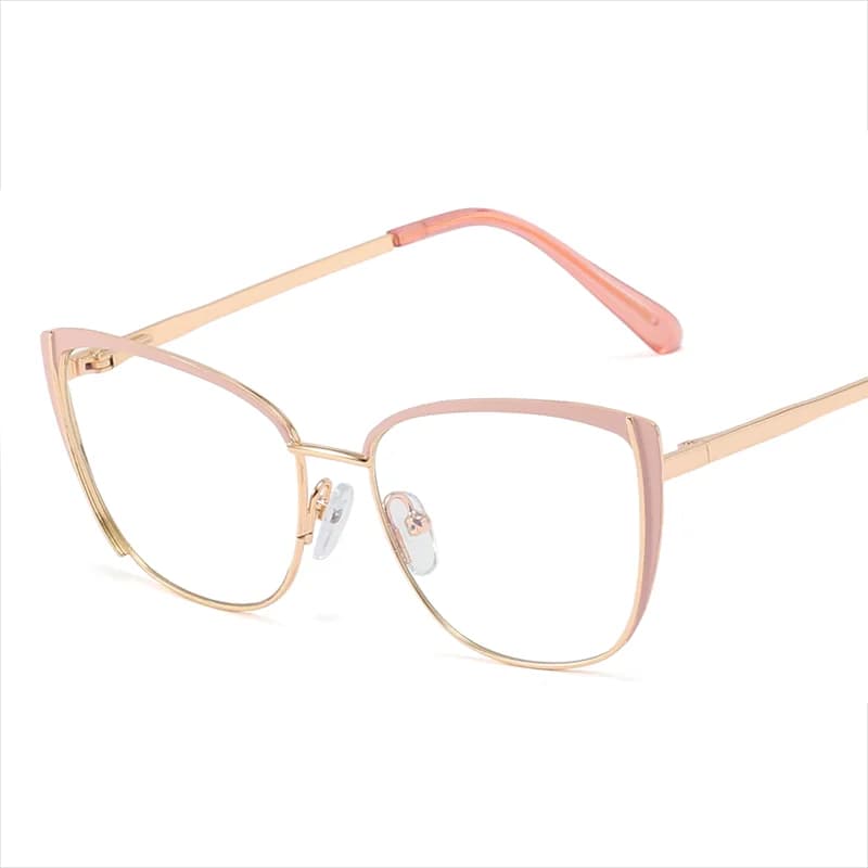 Ralferty-Lunettes de lumière bleue décoratives pour femmes, lunettes d'ordinateur, cadre transparent, métal antireflet, Oculos