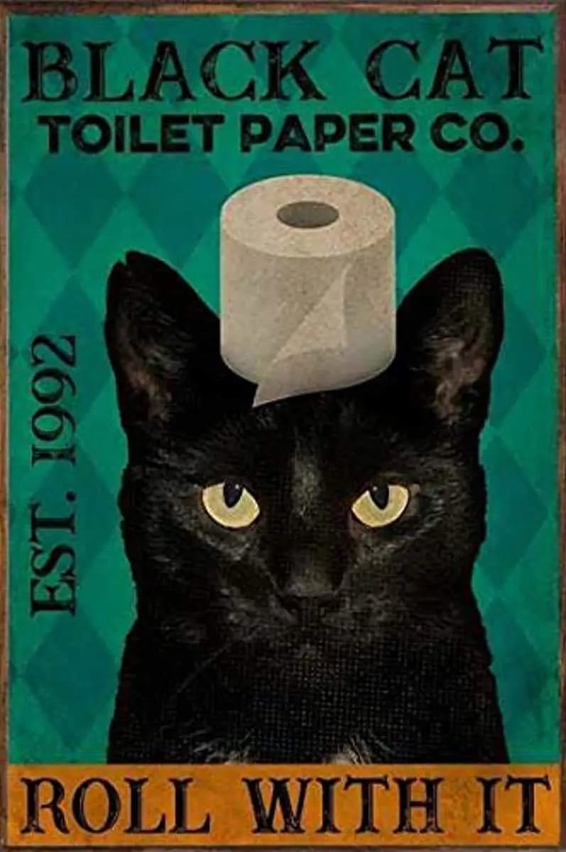 Chat en papier toilette Vintage Bar Pub Man Cave Cat Club nouveauté drôle salle de bain rétro affiches salon café magasin Garage règle Caveat Iro