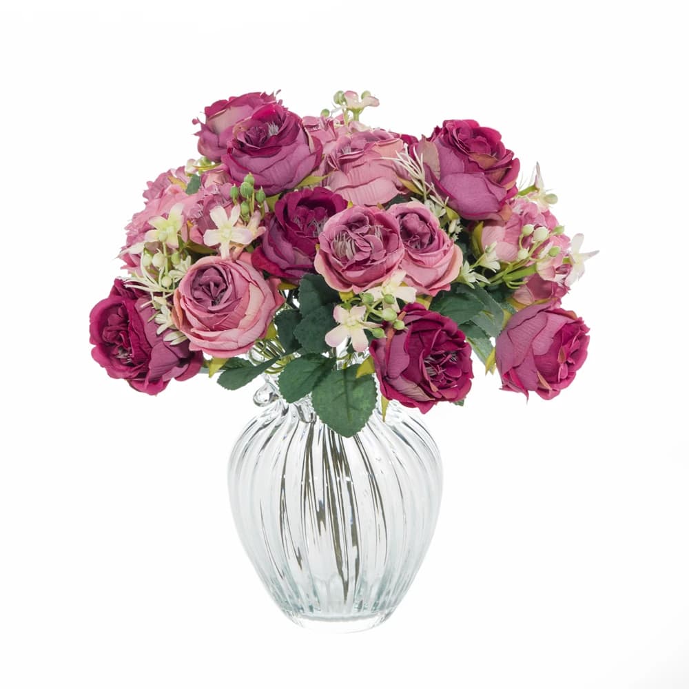 Vase à fleurs artificielles, accessoires de décoration pour salle de maison, Scrapbook de mariage, pivoine, boîte à bonbons, Arrangement d'extérieur, Bouquet de roses en soie, cadeau