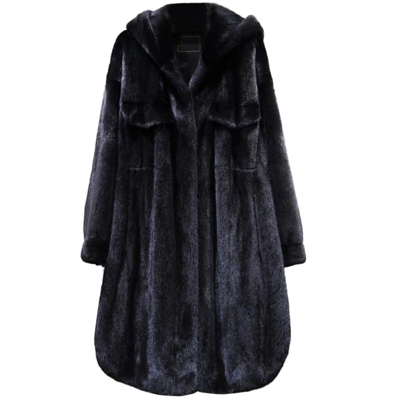 Lautaro-Manteau en fausse fourrure de vison pour femmes, veste à manches longues, épaisse et chaude, mode coréenne, noir, taille unique, hiver 2021