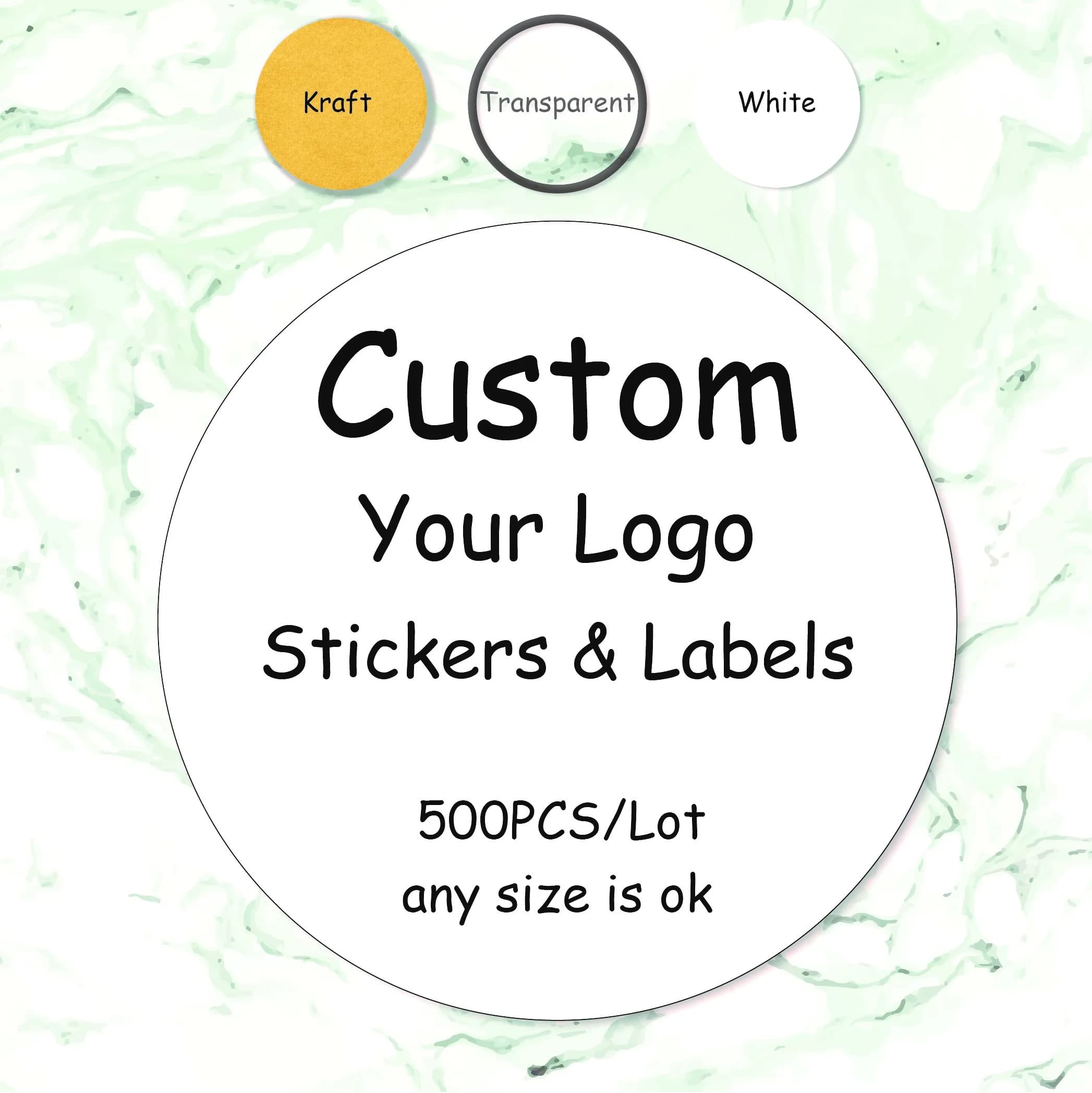Étiquette autocollante personnalisée avec Logo, 500 pièces, pour mariage, anniversaire, baptême, fête, concevez votre propre autocollant, emballage personnalisé