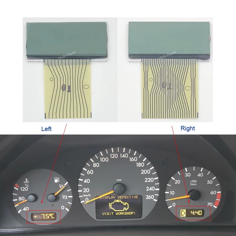 Écran LCD de tableau de bord, affichage du groupe d'instruments pour Mercedes Benz Classe C W202, Classe E W208, CLK W210, SLK 170