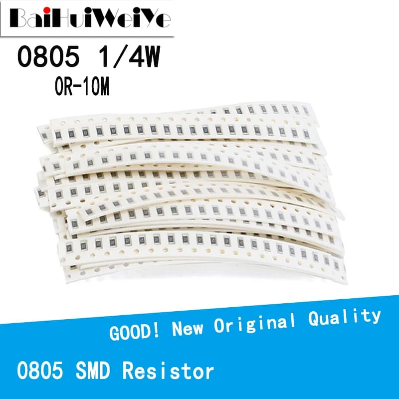 Résistance SMD 100, 0805 pièces/lot, 0R-10M 1/4W 0 1 10 100 150 220 ohm 1K 330 K 10K 2.2K 0R 1R 10R 100R 150R 220R 330R