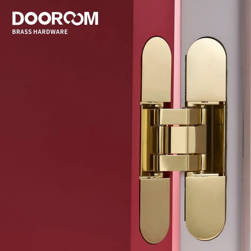 Dooroom-Charnières de porte invisibles, charnières à roulement réglables 3D, or brillant, noir brillant, chrome brillant, charnière bout à bout en alliage de zinc