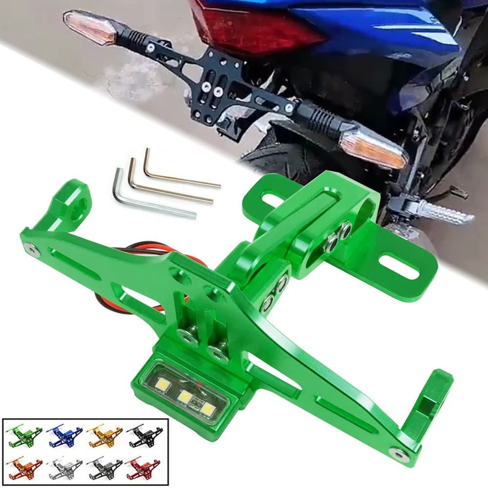 Support de plaque de planificateur arrière universel avec lumière LED, Honda, Kawasaki Z650, Z750, Z800, Z900, RS, Z1000, SX, Z800, Z250, Z300