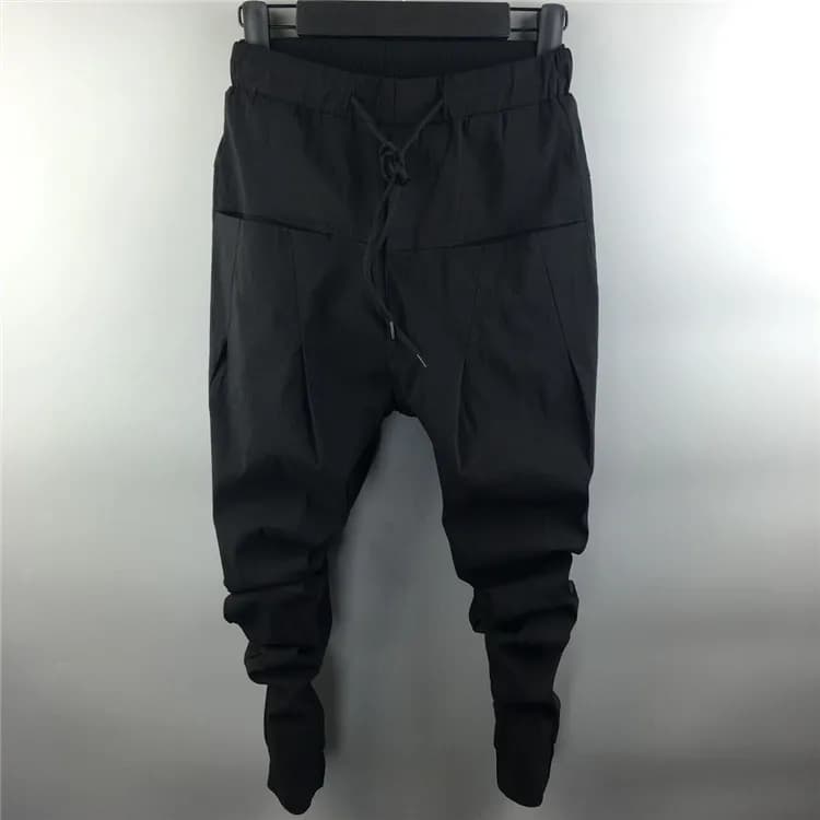 Sarouel cargo décontracté pour homme, pantalon de survêtement, pantalon de survêtement, grande taille, rue haute, hip hop, vêtements d'automne, noir, théâtre en couture