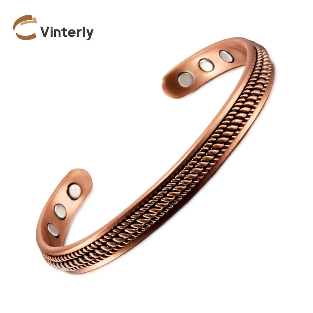 Bracelets magnétiques torsadés Vinterly, manchette réglable en cuivre pur, Vintage, aimant élevé, avantages, bijoux énergétiques de santé pour femmes