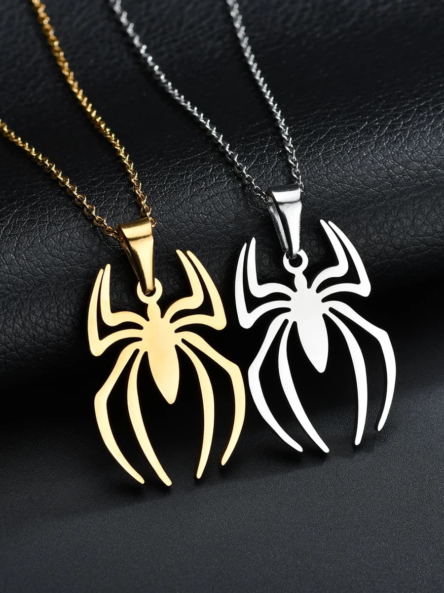 Sifisrri nouvelle mode araignée Halloween pendentifs chaîne ronde collier en acier inoxydable pour femmes hommes couleur argent bijoux cadeau