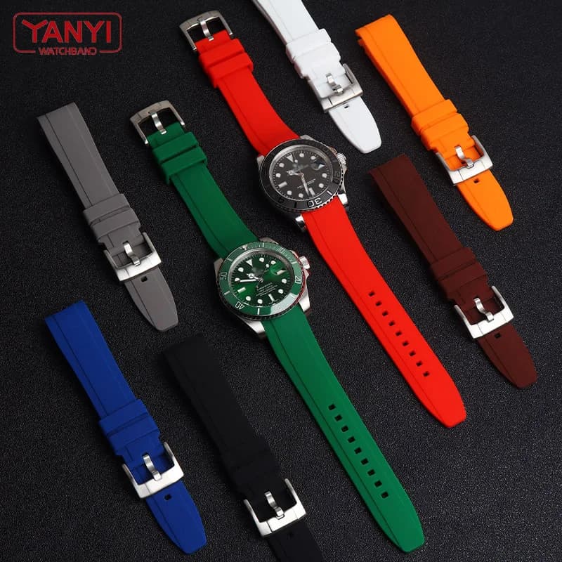 Bracelet de montre en caoutchouc de haute qualité, 18mm, 20mm, 21mm, 22mm, pour S-Eiko Omega Moonswatch, Rolex, extrémité incurvée