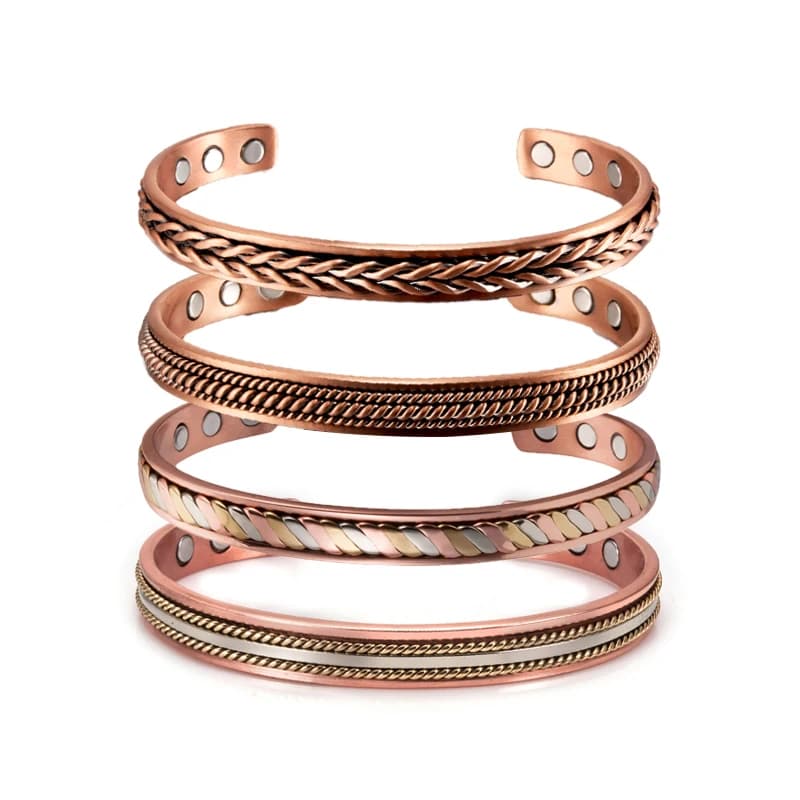 Bracelet magnétique torsadé en cuivre pur, bracelets à manchette réglables pour hommes et femmes, soulagement de la douleur d'anthrite, bijoux énergétiques de santé