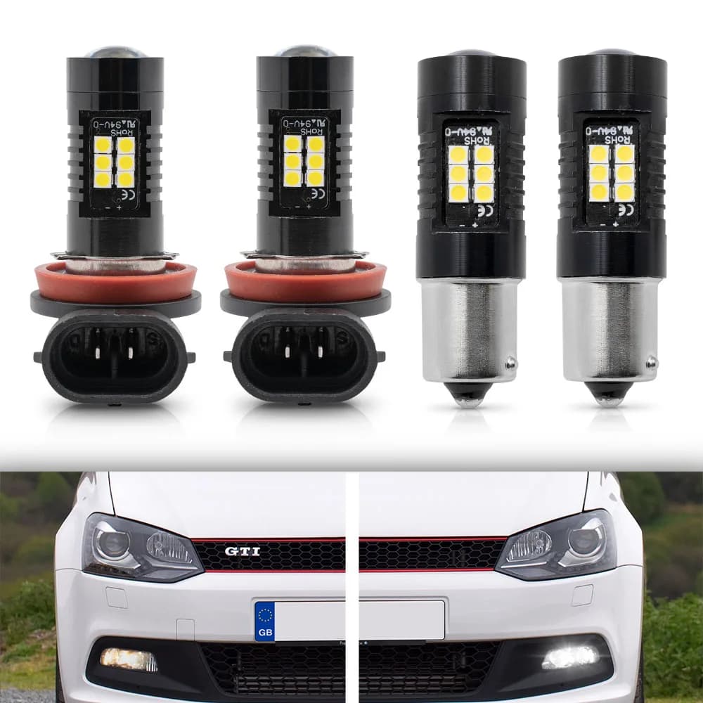 Enquêter diurne LED et ampoule antibrouillard LED, blanc, mise à jour 09-17, VW Polo Mk5 Gti Hatch 6R 6C 61, P21W 1156 BA15S DRL, 2 pièces