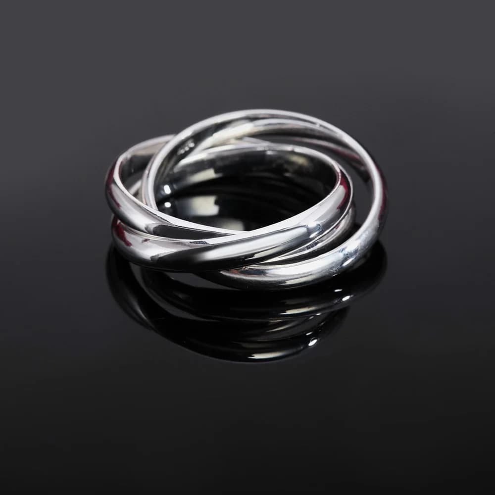 Bague à trois anneaux en argent sterling 925, élégante, simple, charmante, bijoux pour femmes, cadeau de fiançailles