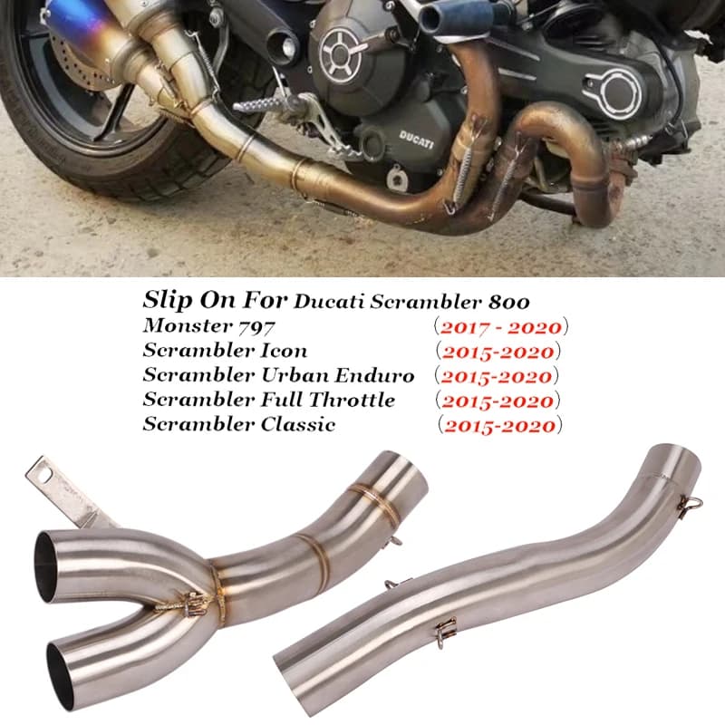 Tuyau intermédiaire d'échappement de silencieux à enfiler pour Ducati Scrambler 800 2015-2020 Monster 797 2017 2018 2019 Accessoires de moto
