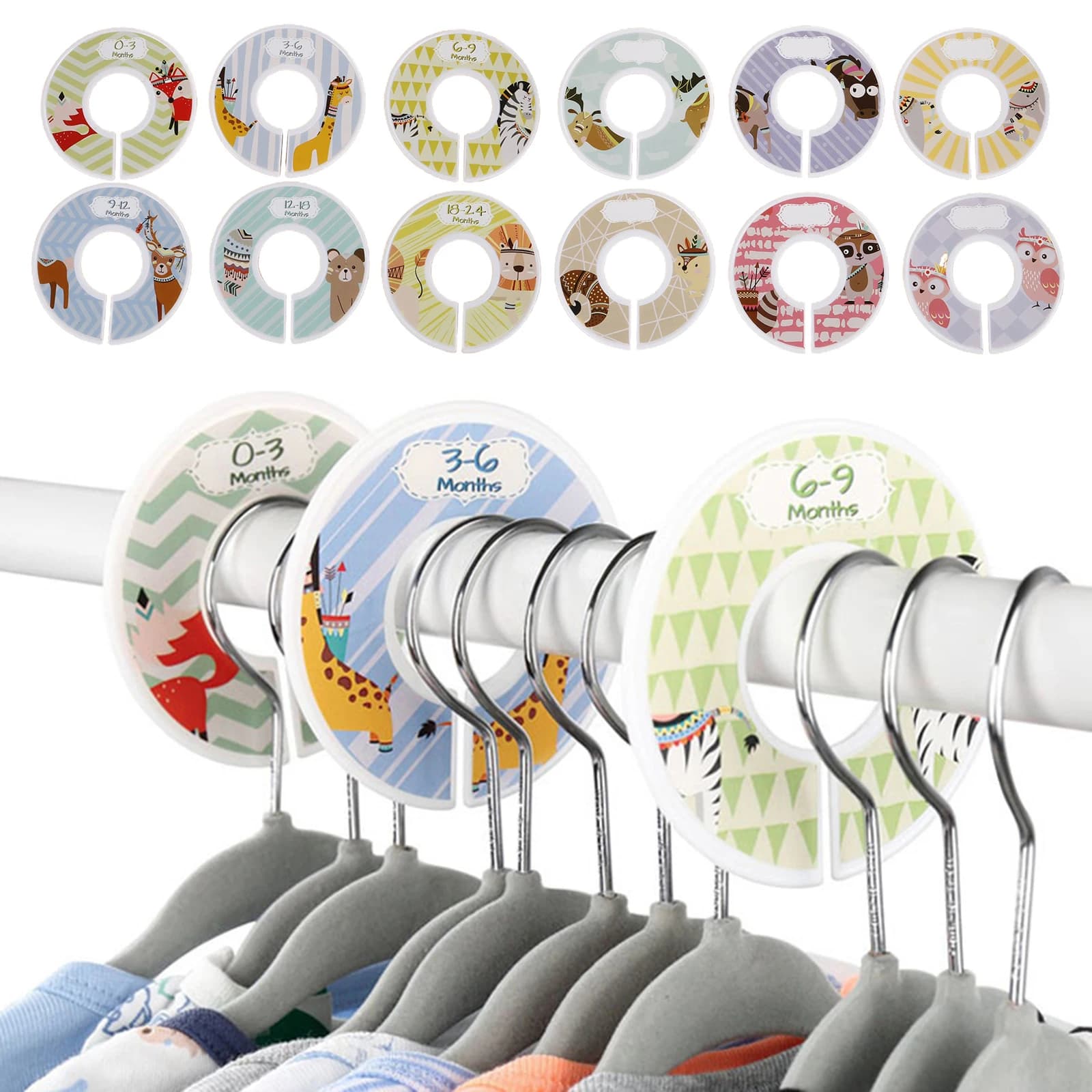 Cintre en plastique T1 pour bébé et enfant, étiquette de taille ronde