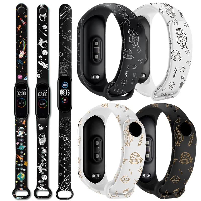 Bracelet de rechange pour Xiaomi Mi Band 6 5 4 3, en Silicone souple, imprimé à la mode