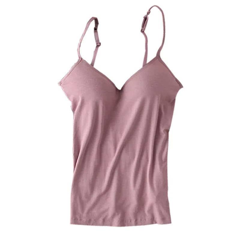 Soutien-gorge rembourré pour femme, bretelles spaghetti, gilet à col en V, débardeurs Cami, chemisier chemise