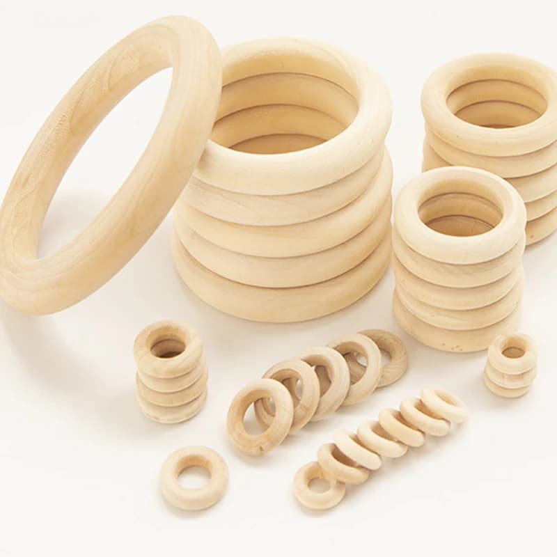 Anneau de Dentition en Bois Naturel pour Enfant, 15-100mm, Cercle, Bricolage, Embellissement, Bijoux, Ornements