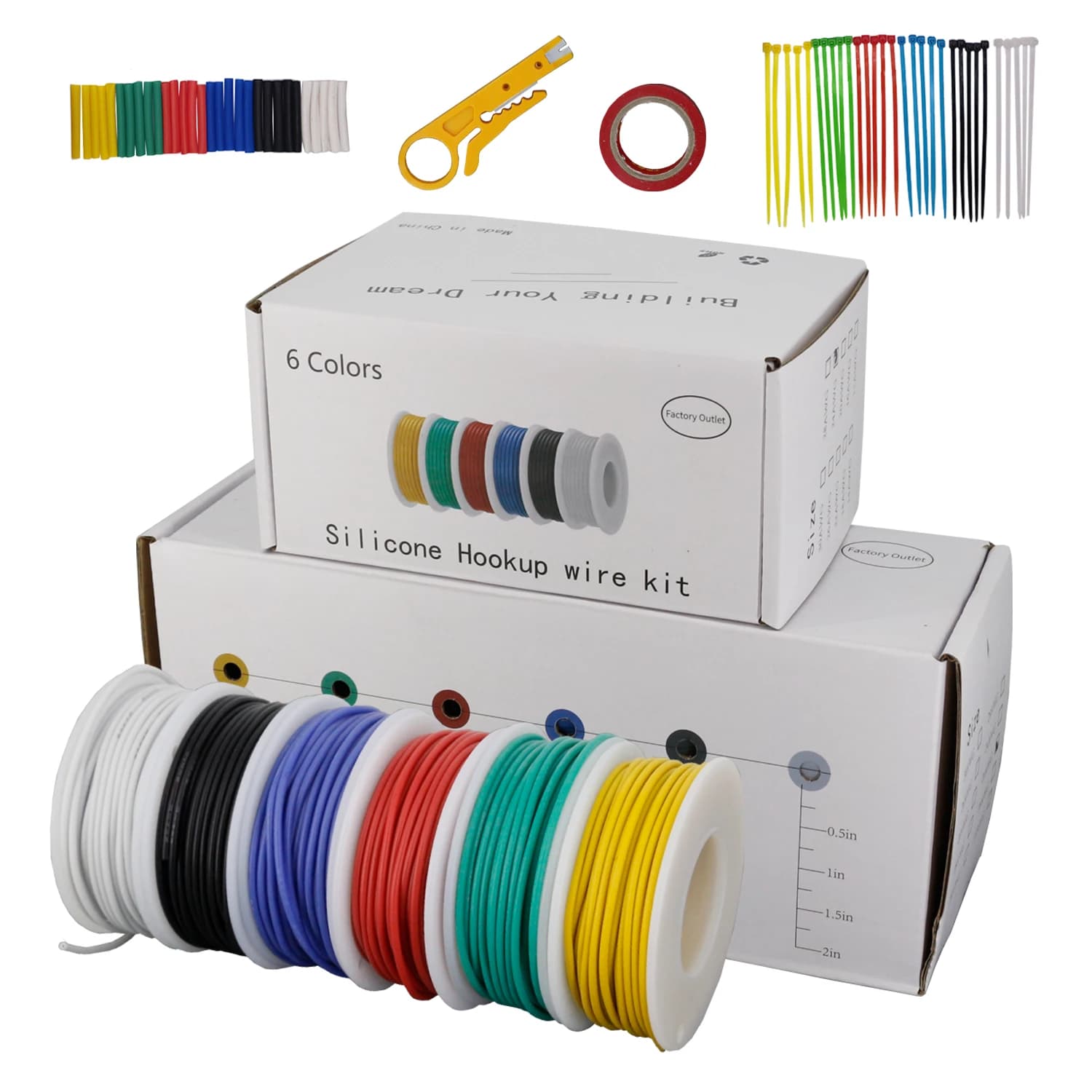 Fil de silicone souple 30/28/26/24/22/20/18 AWG, câble de fil de silicone flexible, 6 couleurs/boîte, fil de cuivre électrique pour appareils électroménagers DIY